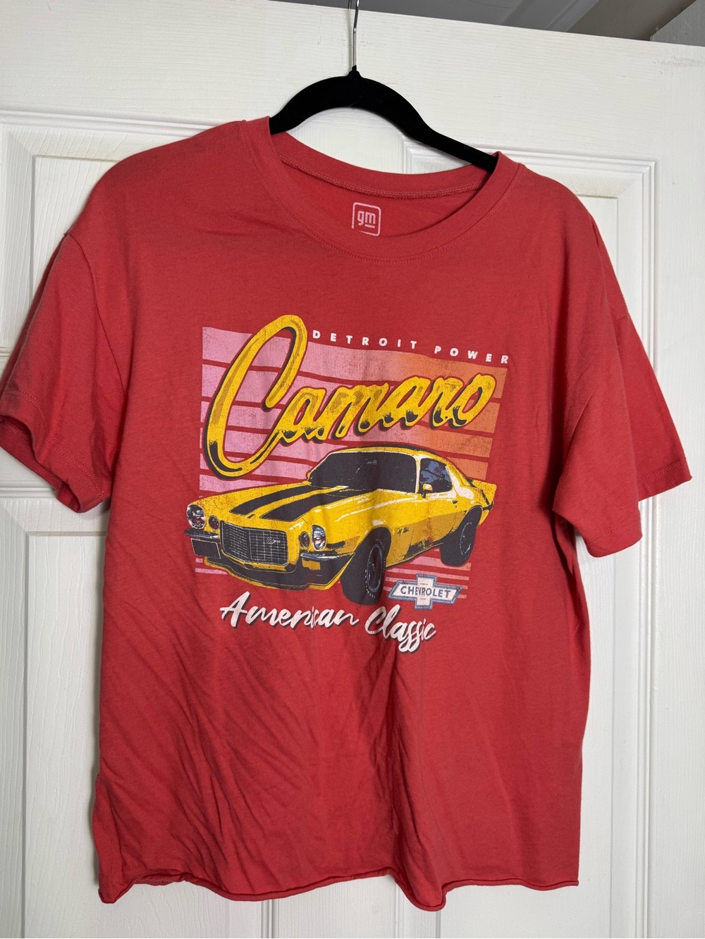 Camaro Graphic Tee - Red with Yellow Print